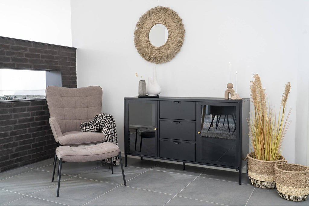 Side Plaid Wohndecke in Schwarz und Beige