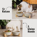Ne&no® Keramik Doppelfutternapf mit Bambusständer I 2er