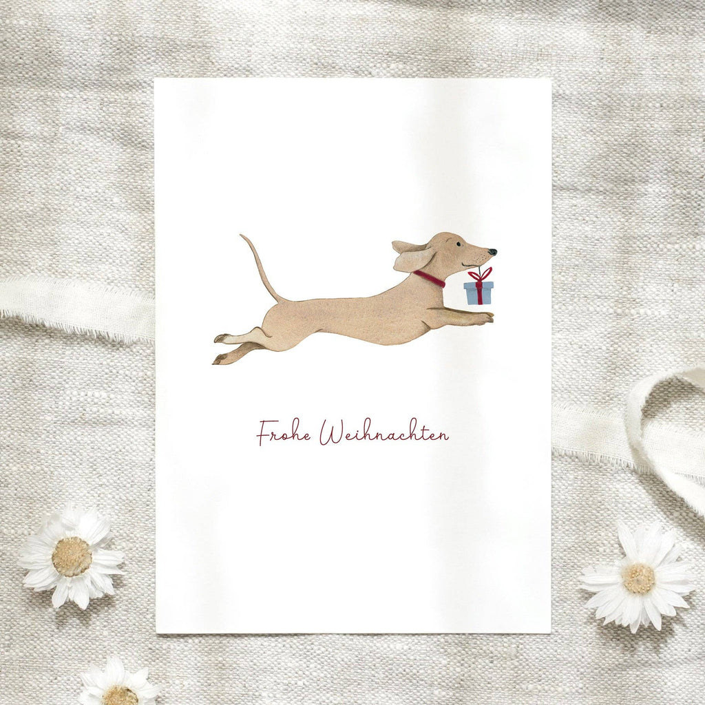 Postkarte · Weihnachtsdackel