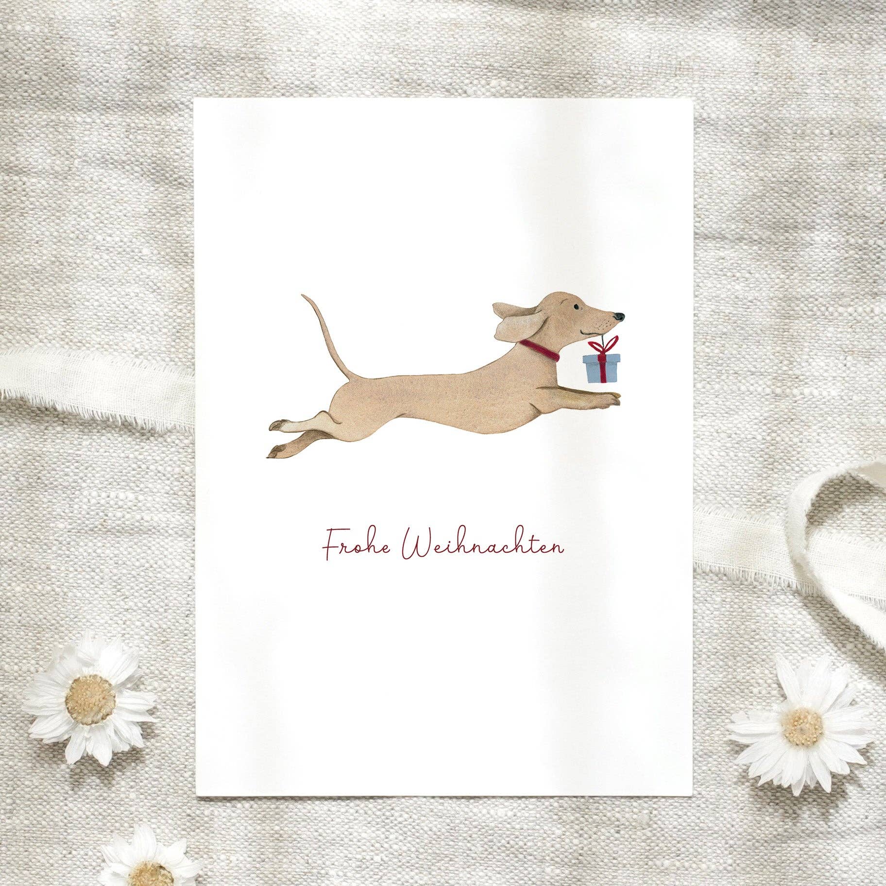 Postkarte · Weihnachtsdackel