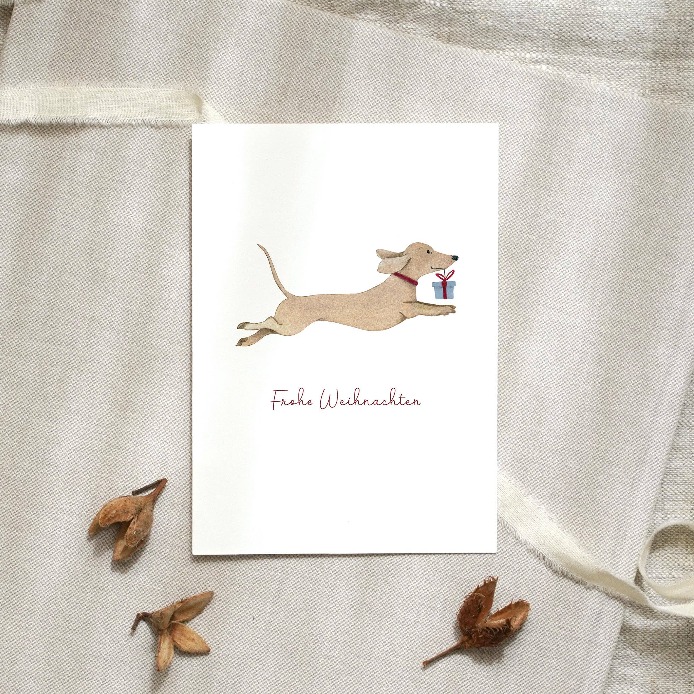 Postkarte · Weihnachtsdackel