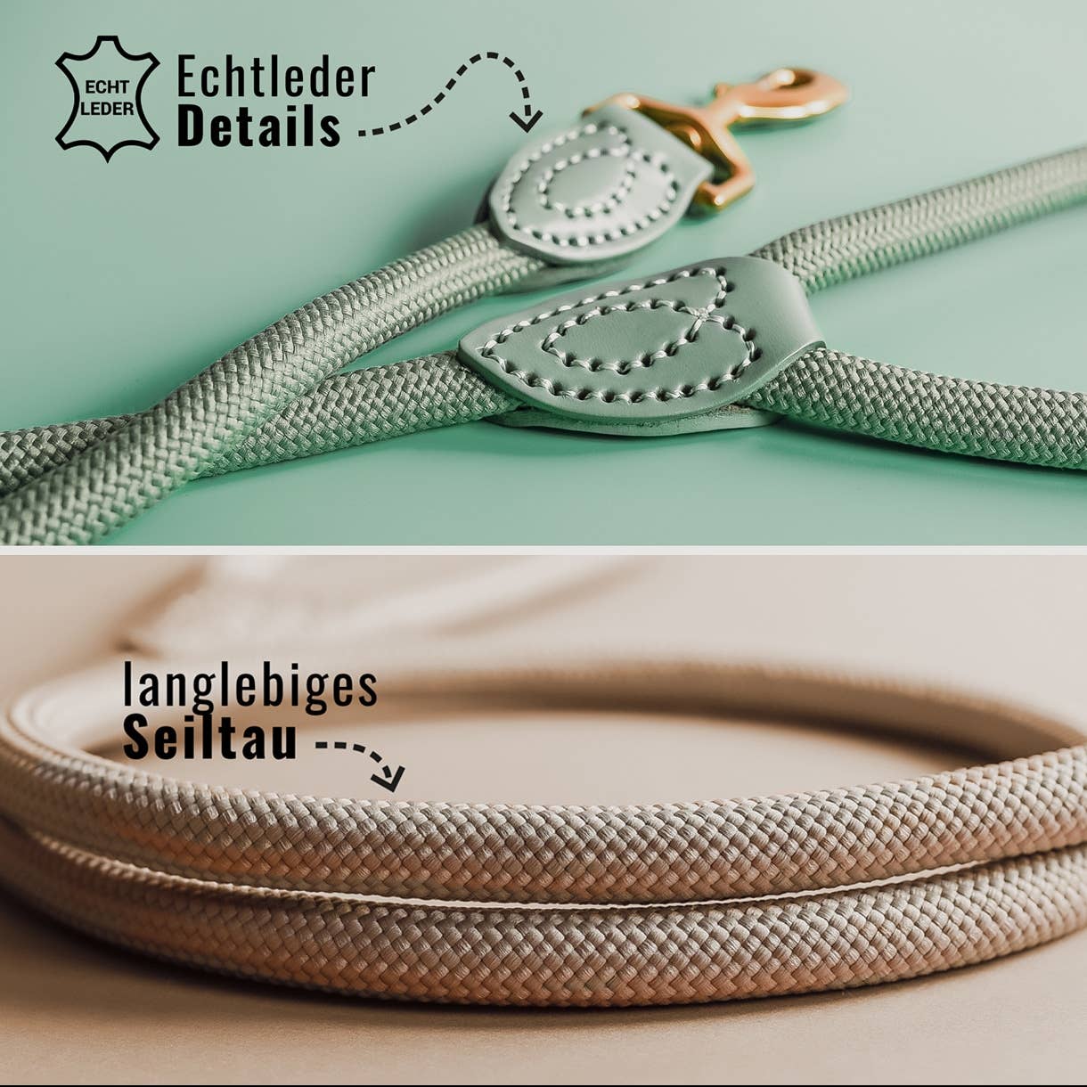 Ne&no® Tauleine für Hunde fixe Hundeleine: Taupe / 120cm