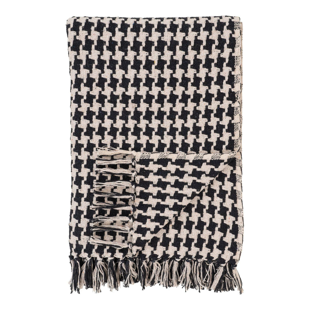 Side Plaid Wohndecke in Schwarz und Beige