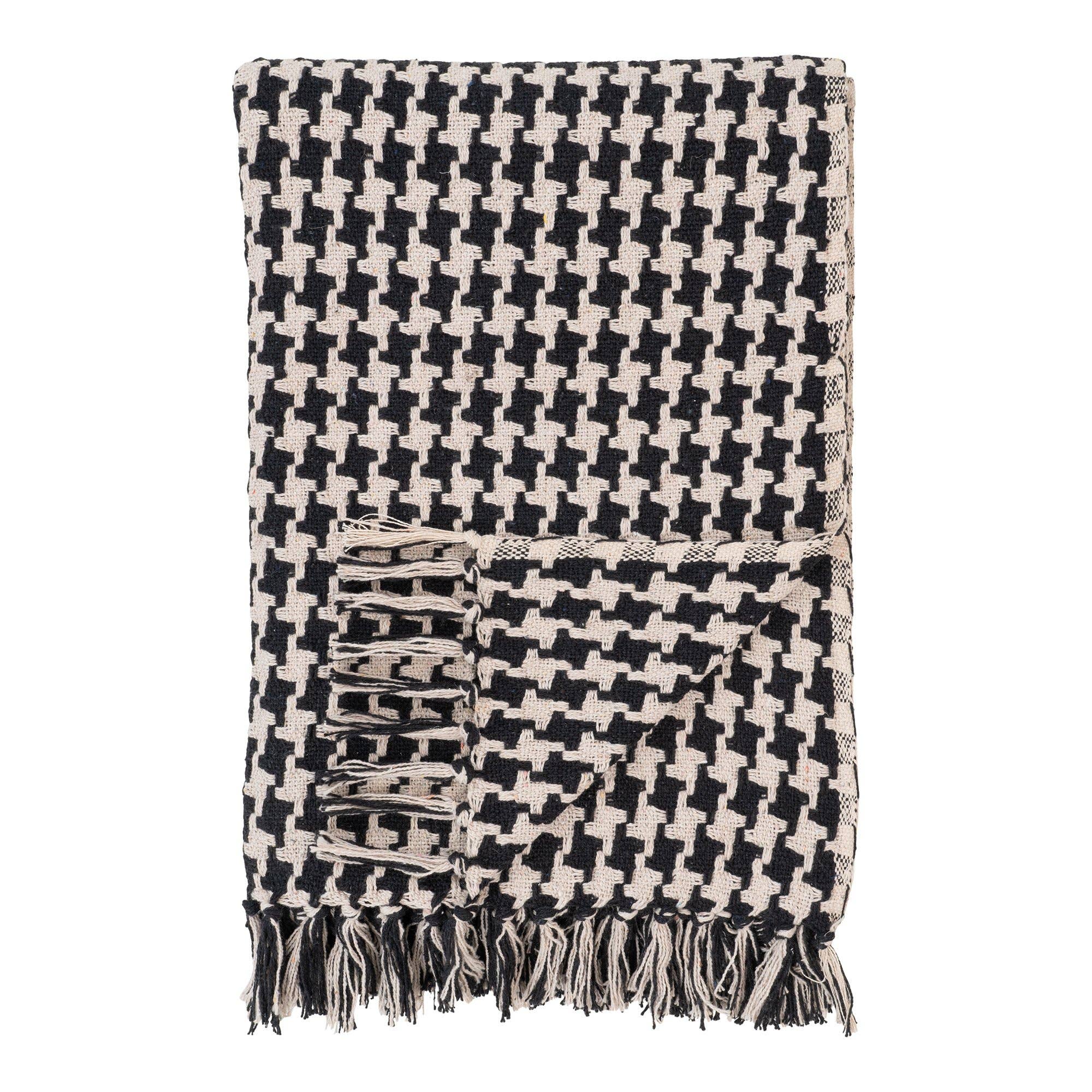 Side Plaid Plaid-Wohndecke in Schwarz und Beige: Schwarz/Beige