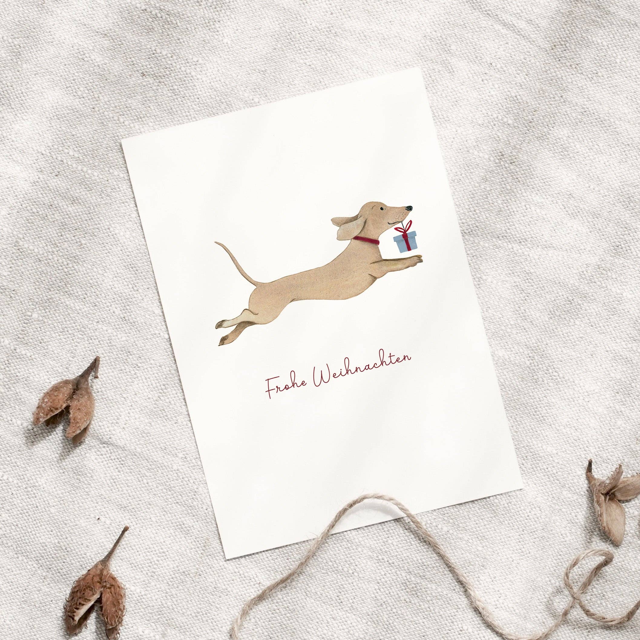 Postkarte · Weihnachtsdackel