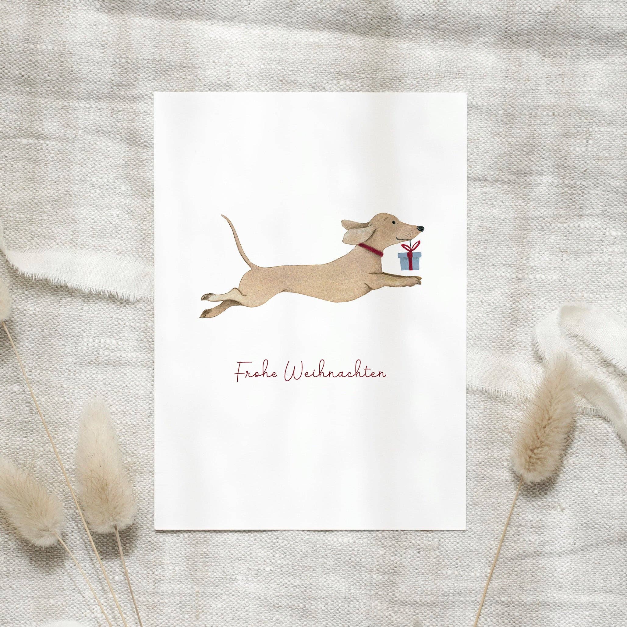 Postkarte · Weihnachtsdackel