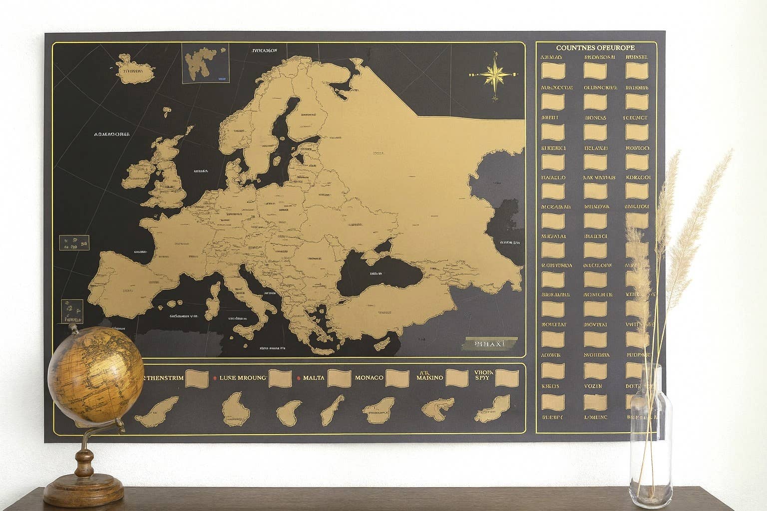 Rubbelposter „Europakarte“, „Top 100 Reiseziele der Welt“