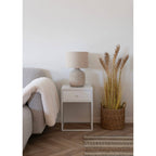 Nordische Design Tischlampe aus Keramik mit hellbraunem 150 cm Kabel
