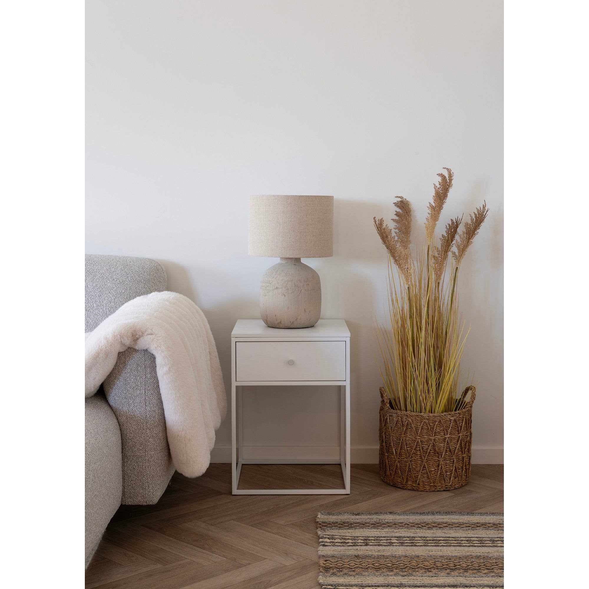 Nordische Design Tischlampe aus Keramik mit hellbraunem 150 cm Kabel