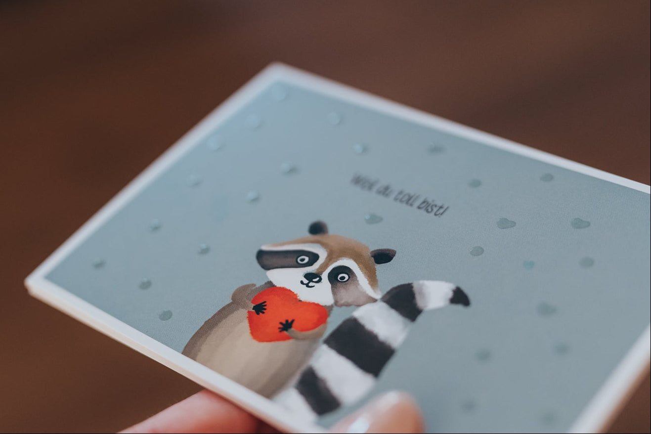 Waschbär Herz | Postkarte | Liebe | Geburtstag