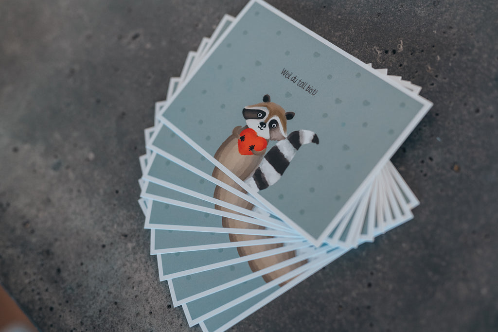 Waschbär Herz | Postkarte | Liebe | Geburtstag
