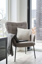 Side Plaid Wohndecke in Schwarz und Beige