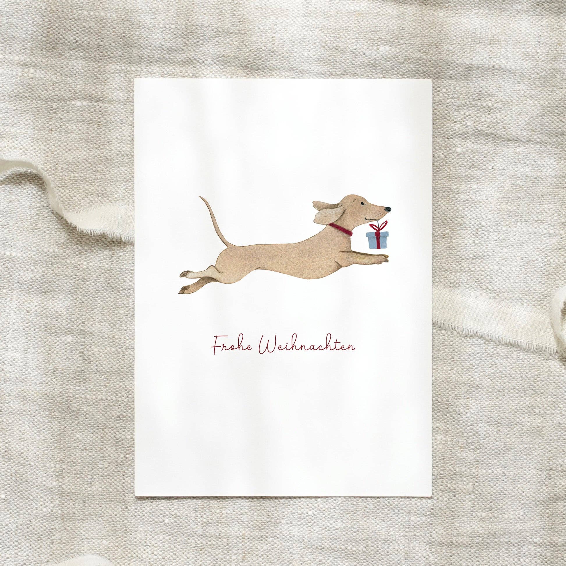 Postkarte · Weihnachtsdackel