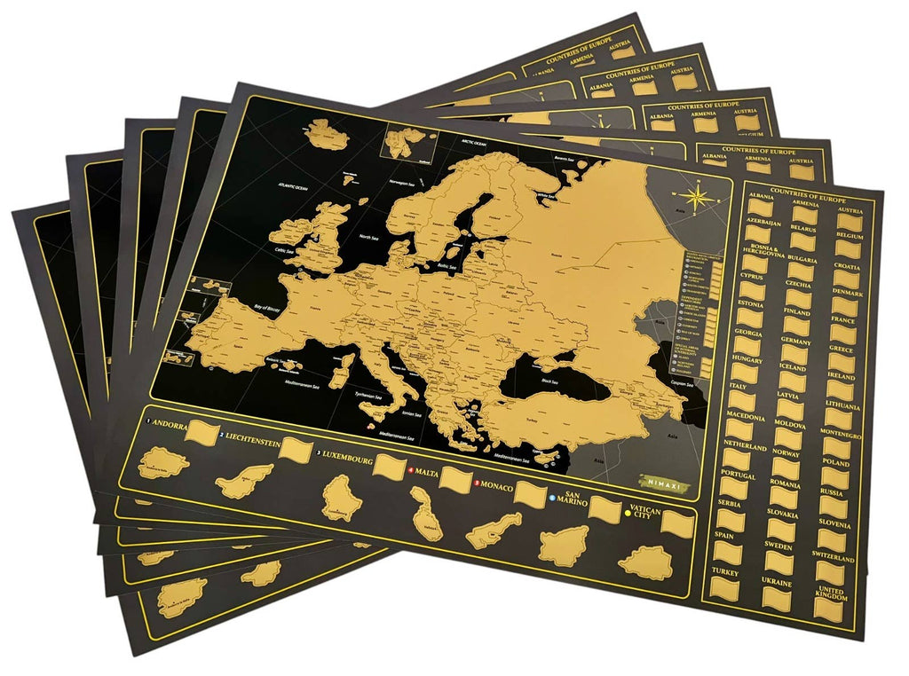 Rubbelposter „Europakarte“, „Top 100 Reiseziele der Welt“