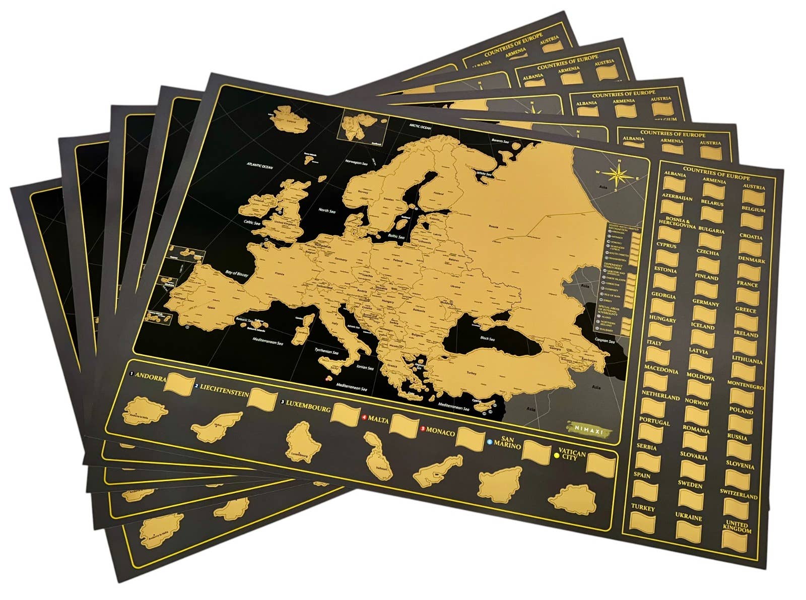 Rubbelposter „Europakarte“, „Top 100 Reiseziele der Welt“