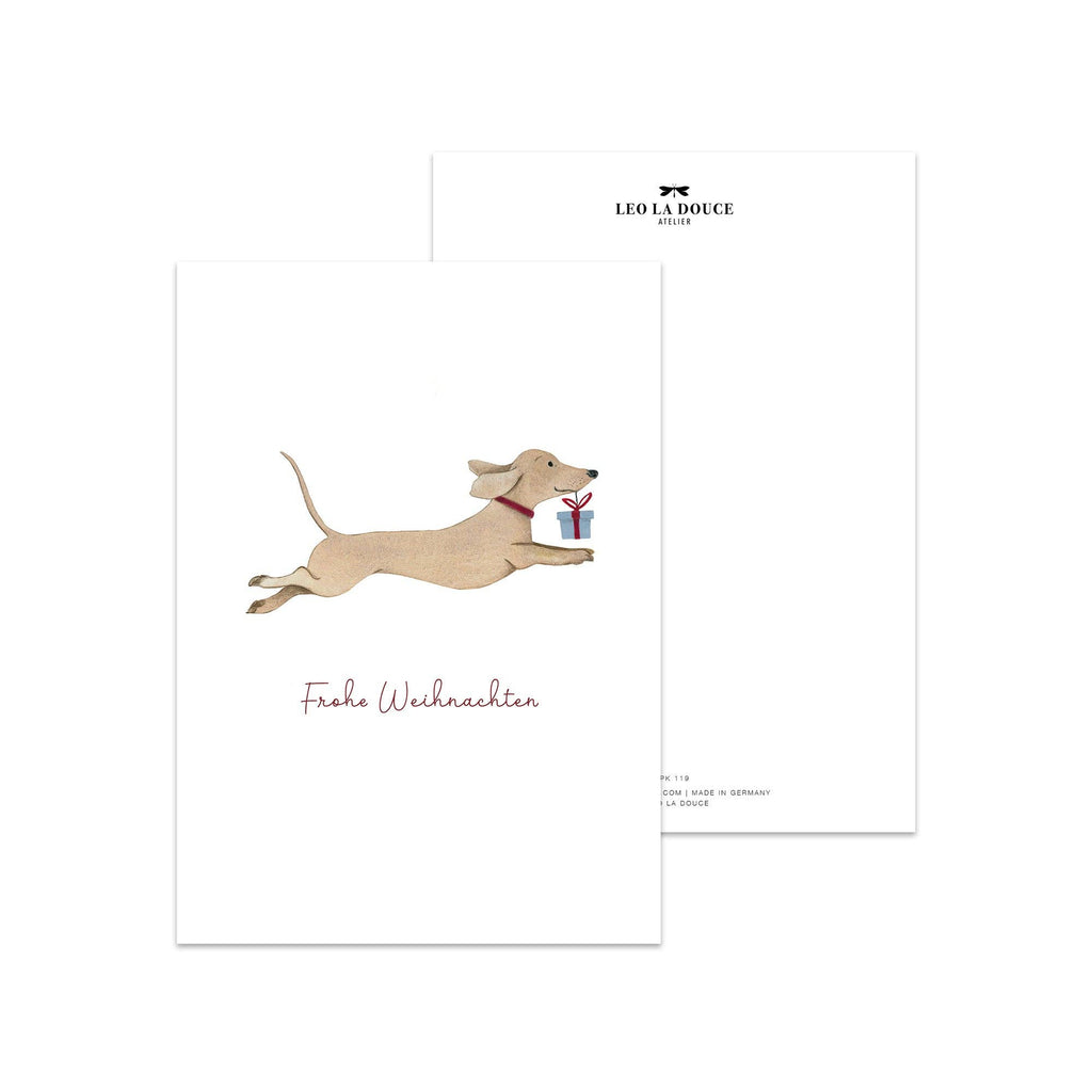 Postkarte · Weihnachtsdackel