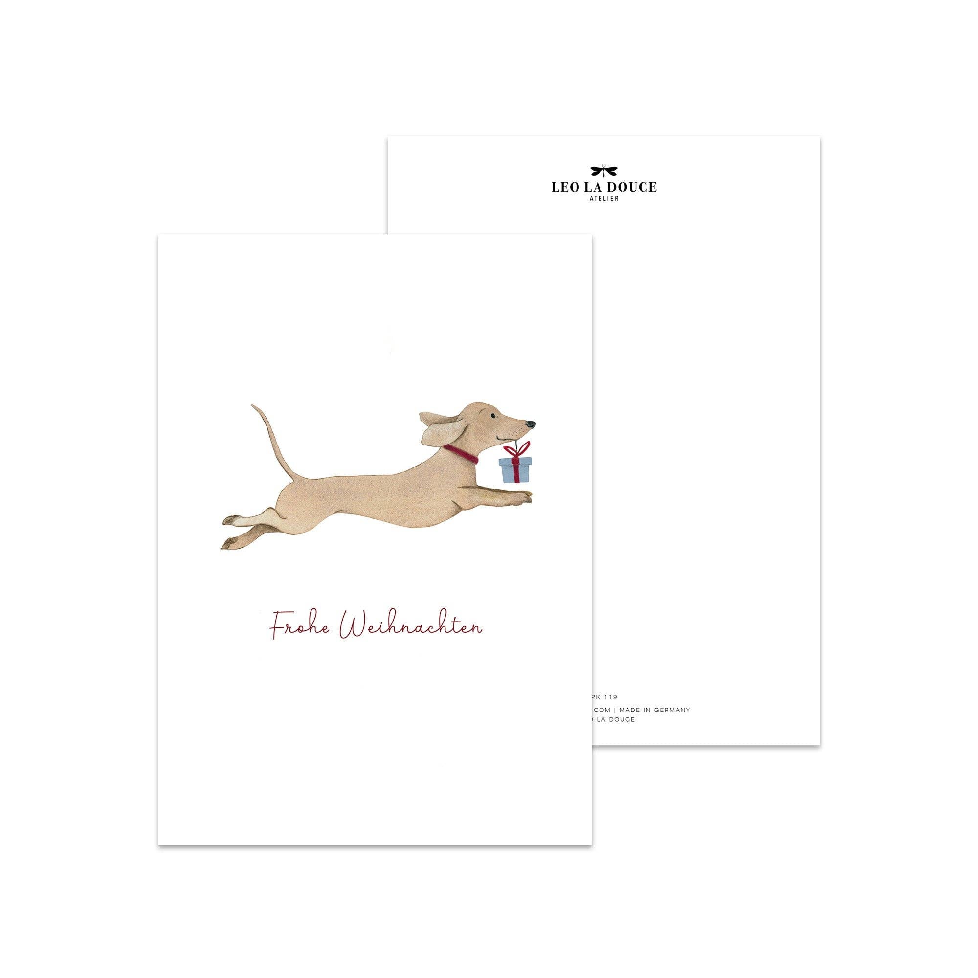 Postkarte · Weihnachtsdackel