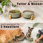 Ne&no® Keramik Doppelfutternapf mit Bambusständer I 2er