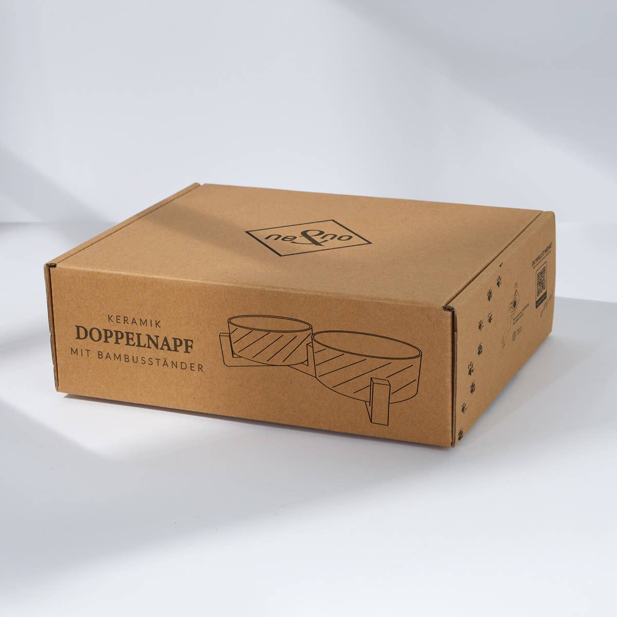 Ne&no® Keramik Doppelfutternapf mit Bambusständer I 2er