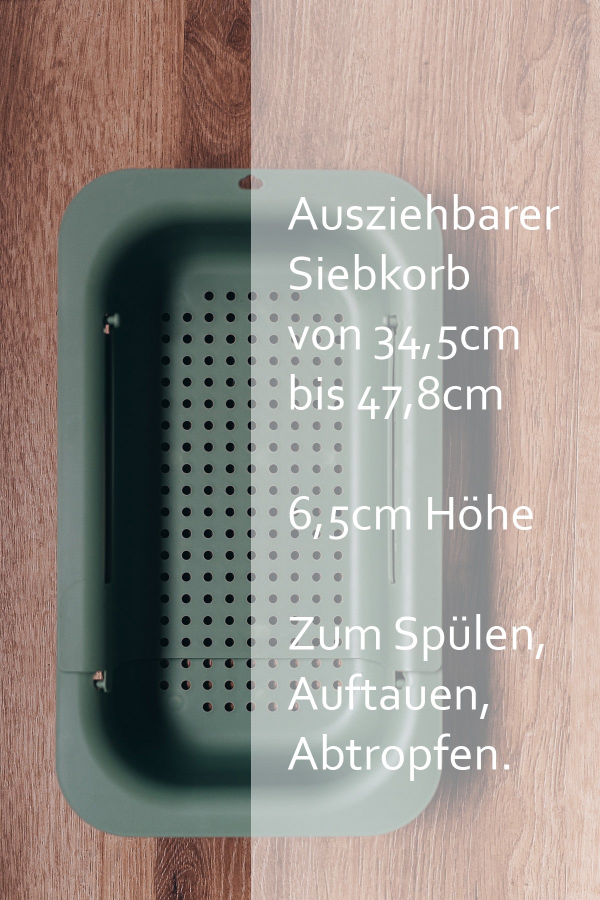 Ausziehbares Spülsieb zum Waschen, Auftauen, Abtropfen